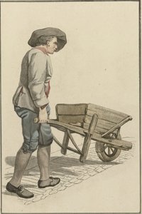 手押し車を持つ男 作： Mathias de Sallieth