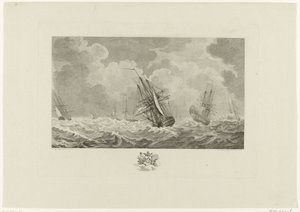 嵐の中のオランダ艦隊、1784 作： Mathias de Sallieth