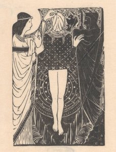 2 人の人物の間に目隠しをされた女性 作： Mathieu Lauweriks