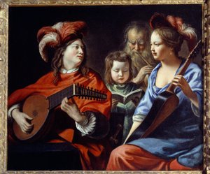 コンサート バロック音楽の演奏家たちの集団。マチュー・ル・ナイン（ルナイン）（1607-1677）の絵画 17世紀 ラオン、ボザール美術館蔵