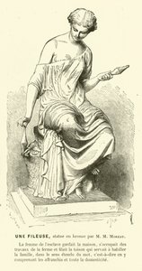 糸を紡ぐ古代ローマの女性（彫刻 作： Mathurin Moreau