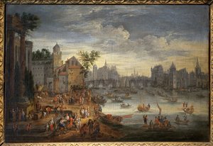 ポン・ヌフのあるパリの風景。マチュー・ショーヴェルト（17世紀後半）の作とされる絵画、油彩・キャンバス 作： Mathys Schoevaerdts