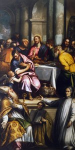 聖アポリナリスと聖ロレンツォ・ジュスティニアーニとの最後の晩餐、17世紀の16世紀の終わり（キャンバスに油彩） 作： Matteo Ingoli