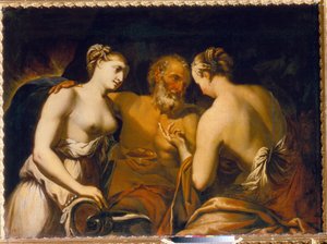 ロトと娘たち - マッテオ・パチェッリ (1651-1732) 作、キャンバスに油彩、17 世紀後半 - ロトと娘たち、マッテオ・パチェッリ作のキャンバスに油彩 - ツァールスコエ・セロー国立野外博物館、サンクトペテルブルク 作： Matteo Pacelli