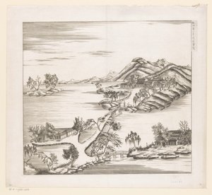 中国承徳 (Jehol) のインペリアル サマー パレスの一部のビュー 作： Matteo Ripa