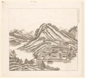 中国承徳 (Jehol) のインペリアル サマー パレスの一部のビュー 作： Matteo Ripa