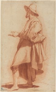 マントと帽子を身に着けている立っている男 作： Matteo Rosselli