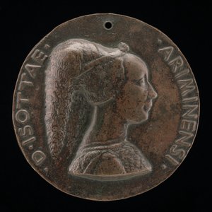 Isotta degli Atti、1432-1433-1474、1446 年に愛人、1453 年以降は Sigismondo Malatesta の妻 [obv 作： Matteo di Andrea de Pasti