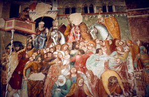 無辜の虐殺、サンティアゴスティーノ教会のフレスコ画、シエナ、1482年 作： Matteo di Giovanni
