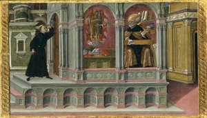 聖オーガスティンの聖人ジェロームと洗礼者ヨハネのビジョン、1476 作： Matteo di Giovanni di Bartolo