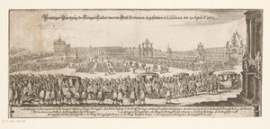1662 年 4 月 20 日、ブラガンサのキャサリンのイギリスへの出発 Prächtiger Durchzug der Königin Catharina von Gross Britanien は、4 月 20 日にリサボナで生まれました。 1662 (アイテムのタイトル) ブラガンサのキャサリンと英国王チャールズの結婚 作： Matthäus Merian (II)
