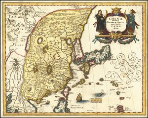 1636年、マテウス・メリアンによる中国、日本、朝鮮の地図 作： マテウス・メリアン