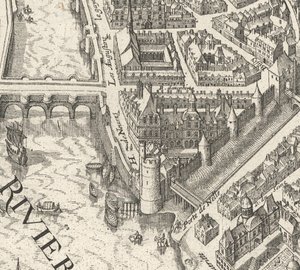 オテル・ドゥ・ヌヴェール、1615年メリアン設計のパリ図に描かれている - David Rumsey 作： マテウス・メリアン