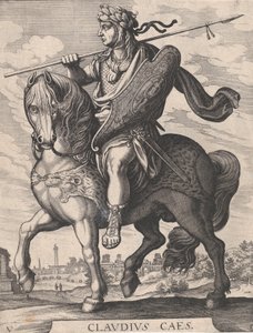 プレート5：馬に乗った皇帝クラウディウス、「ローマの最初の12人の王」より、テムの後、1610-50年。