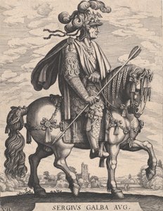 プレート7：馬に乗ったガルバ皇帝 「ローマの最初の12人の王」より テンペス..., 1610-50. 作： Matthaus Merian