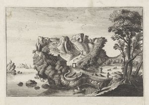 人の頭の形をした擬人化された風景 作： Matthaus the Elder (after) Merian