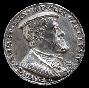 シャルル5世、1500～1558年、スペイン王1516～1556年、神聖ローマ皇帝1519年[裏面]、1530年。