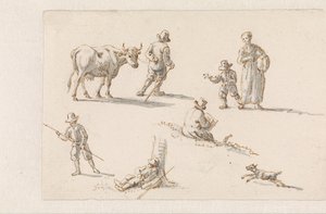 洞窟に避難するアエネアスとディド De Aeneas (シリーズ タイトル) のエピソードを含む絵画のデザイン 作： Mattheus Terwesten