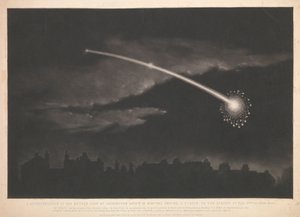 1850年2月11日夜、11時12分前にパディントンで目撃された流星の写真。 作： Matthew Cotes Wyatt