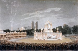 1814年、ロンドン、ウェストミンスターのグリーンパークでの花火大会