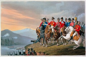「ビダソア川を渡り、フランスに入るウェリントン公爵とその杖」、1813～1816年 作： Matthew Dubourg