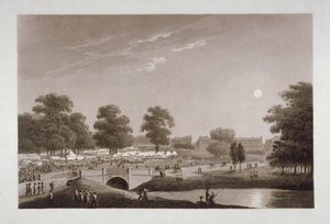 1814年、ロンドンのサーペンタインとハイド・パークの眺め。                                                   作： Matthew Dubourg