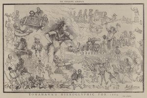 1869年のトマホークのヒエログリフ（カラーリトグラフ 作： マシュー 