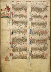 Royal 14 C. VII、f.116v イギリス海峡を渡ってブルターニュに向かうヘンリー 3 世の限界図、付随するテキストの一部は著者自身の手によるもの、「Historia Anglorum」のイラスト