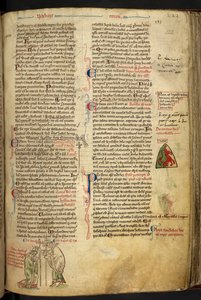 Royal 14 C. VII f.122r ロジャー・ナイジェル、ロンドン司教、エドマンド・オブ・アビントンをカンタベリー大司教として奉献。