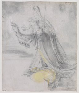 雲の中の聖母子》1509-11年頃（木炭、黄体彩、紙） 作： マティアス（c.1480 1528）Grunewald