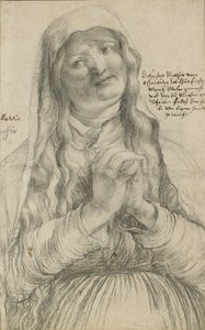 握り手を持つ年配の女性、1512年頃（紙に黒いチョーク） 作： Matthias Grünewald