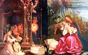 「イーゼンハイムのアントニンの降誕」、c1490-1528 作： Matthias Gruenewald