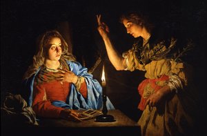 受胎告知、17世紀初頭。 作： Matthias Stomer