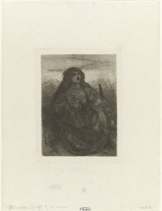 風景の中の女性 糸巻きを持つ女性 作： Matthijs Maris