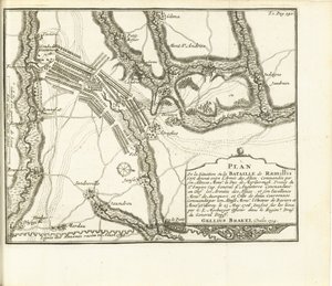 スラグ・ビ・ラミリーズ、1706年 S.A.E. 軍に包囲されたシティ シャトーとユイ砦の平面図 de Baviere & du Marechal de Villeroy le 1705 年 5 月 26 日 (オブジェクトのタイトル) 作： Matthijs Pool (possibly)