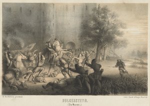ノルマン人に包囲されたブルガーシュタイン、約 810 年 Bulgersteyn (The Norwegians) (オブジェクトのタイトル) 作： Matthijs Willem Gerardus Michielsen