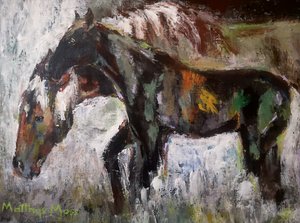 色とりどりの野生の馬たち 作： 