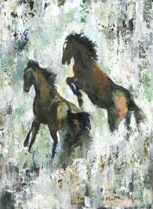 疾走する野生の馬たち 作： Matthys Moss