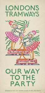 Our Way to the Party」、ロンドンカウンティカウンシルLCCトラムウェイズのポスター、1924年 作： Maud Klein