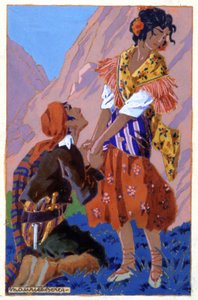 Encontro entre Don Jose e Carmen, c. 1930 (ilustração) 作： Maurice Berty