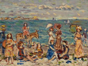 ビーチで 作： Maurice Brazil Prendergast