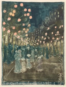 バスティーユデー、1892年。 作： Maurice Brazil Prendergast