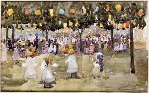 セントラルパーク、ニューヨークシティ、7月4日 作： Maurice Brazil Prendergast