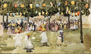 セントラルパーク、ニューヨークシティ、7月4日、c.1900-03 作： Maurice Brazil Prendergast