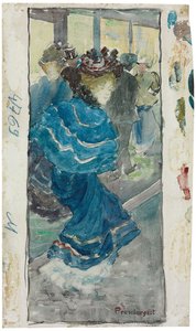 青いドレスのエレガントな女性、1893-94年 作： Maurice Brazil Prendergast