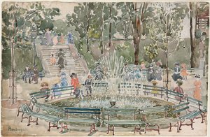 セントラルパークの噴水 作： Maurice Brazil Prendergast