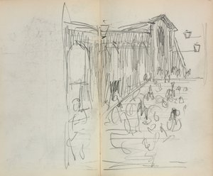 イタリアのスケッチブック：橋と図95および96、1898〜1899年。 作： Maurice Brazil Prendergast