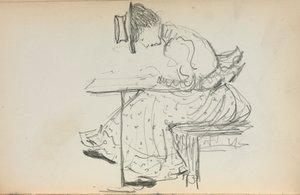 イタリアのスケッチブック：着席女性107ページ、1898- 1899年。 作： Maurice Brazil Prendergast
