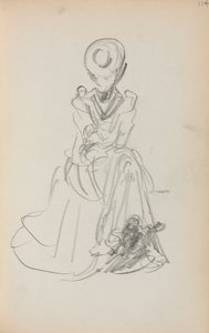 イタリアのスケッチブック：着席女性114ページ、1898-1899年。 作： Maurice Brazil Prendergast