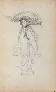 イタリアのスケッチブック：立っている女性と日傘259、1898〜1899ページ。 作： Maurice Brazil Prendergast